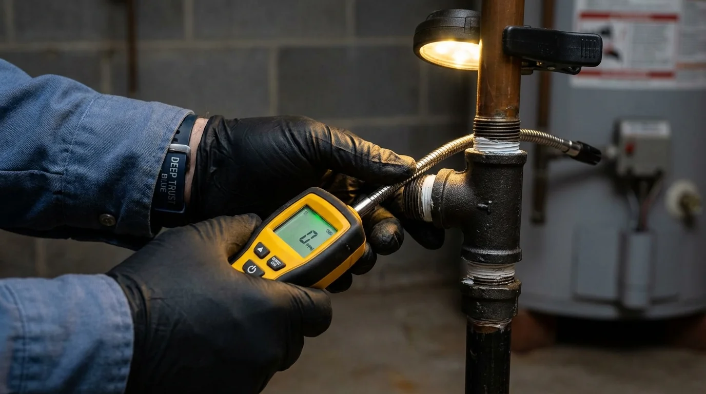 Gas leak detection with electronic sniffer by Johns Plumbing LLC in Cheyenne