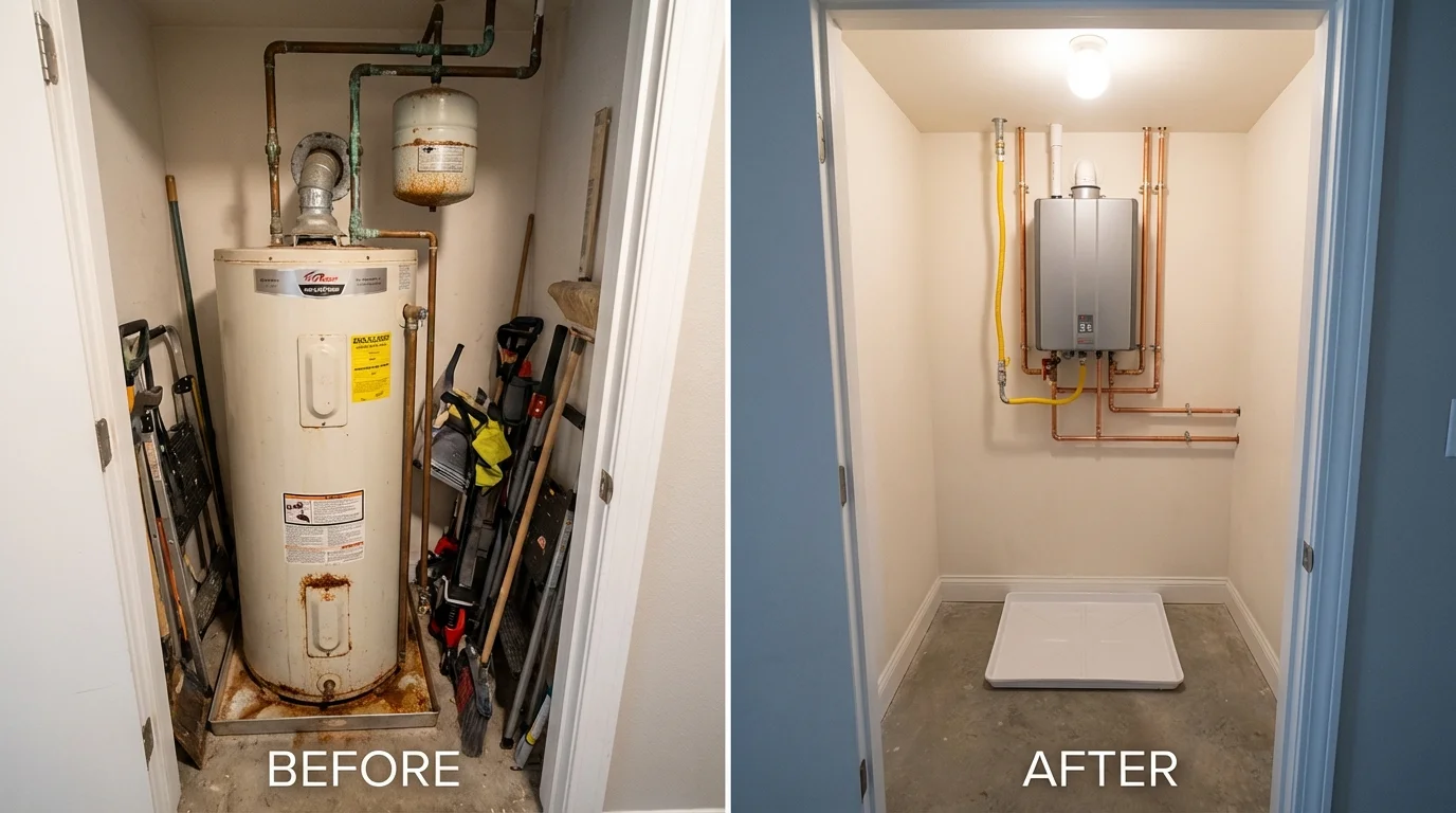 Tank water heater versus wall-mounted tankless unit comparison for Cheyenne, OK homeowners